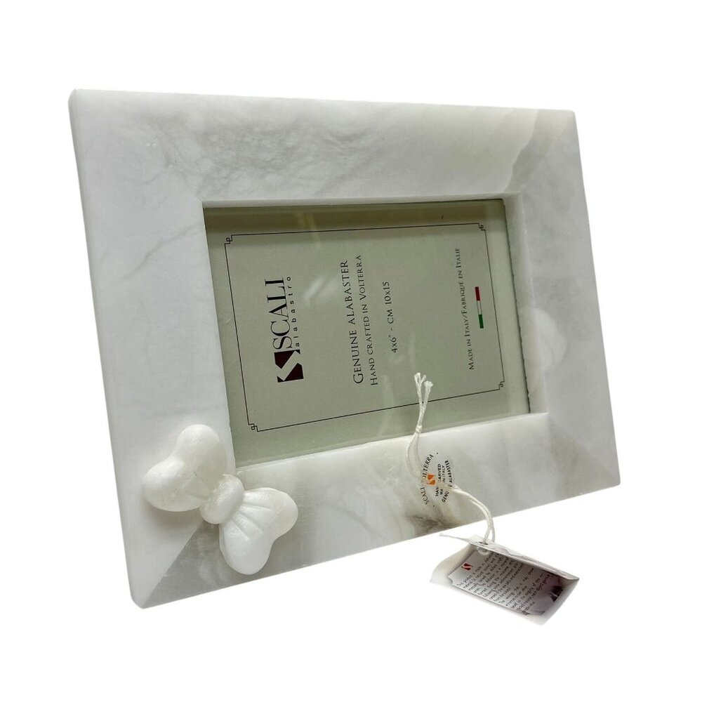 Scali Alabastro 4x6 Genuine Alabaster Frame Bow Accent Italian Handcrafted NWOB - Picture 6 of 9